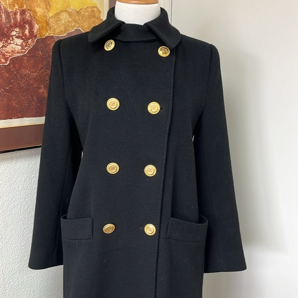 Fleurette Saks Fifth Ave Pea Coat 50% Cashmere 50% Wool Coat Full Length Size 4 - Picture 3 of 13